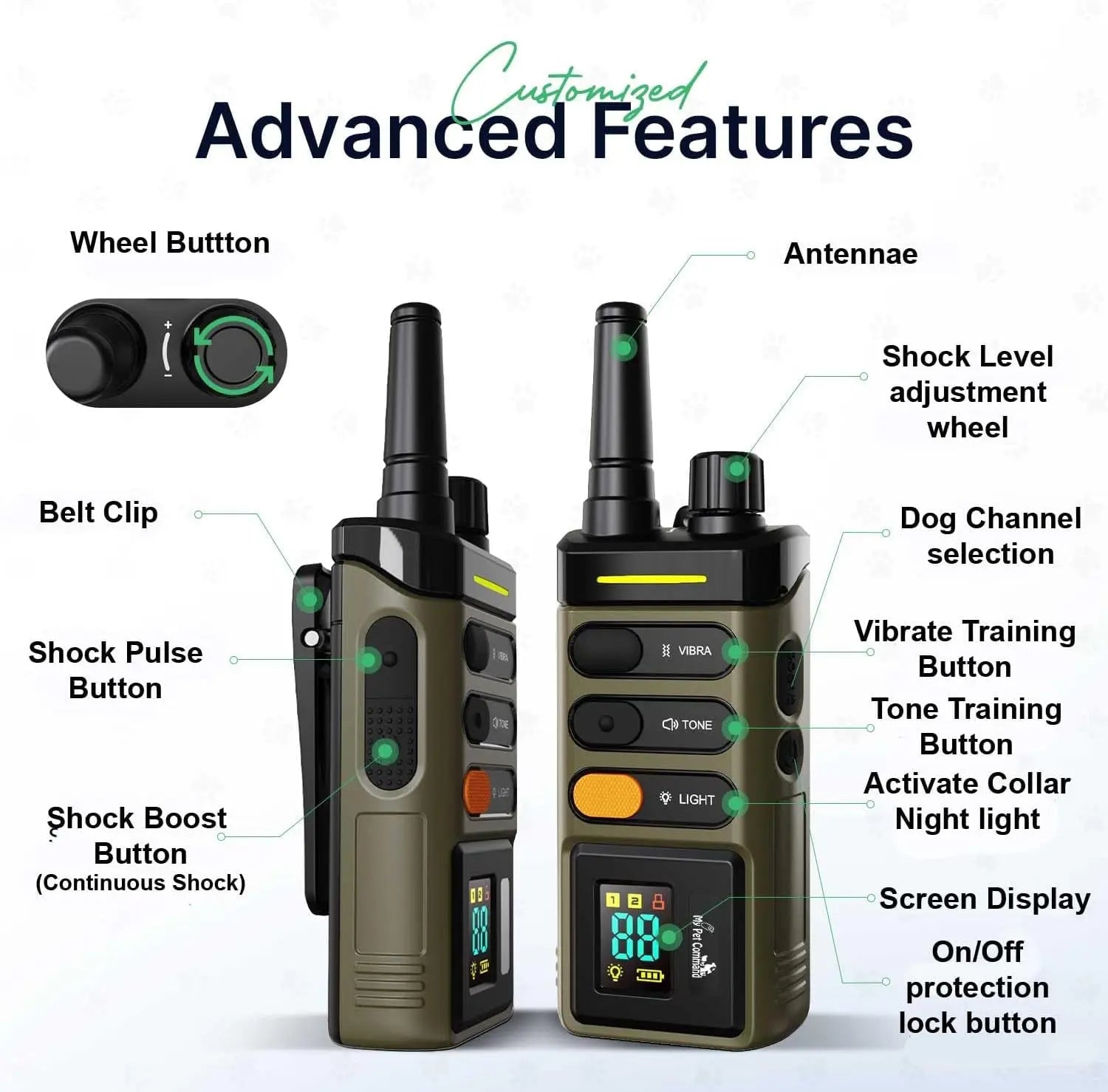 Waterproof Rechargeable Dog Training Collar – 1-Mile Range, 2-Dog System