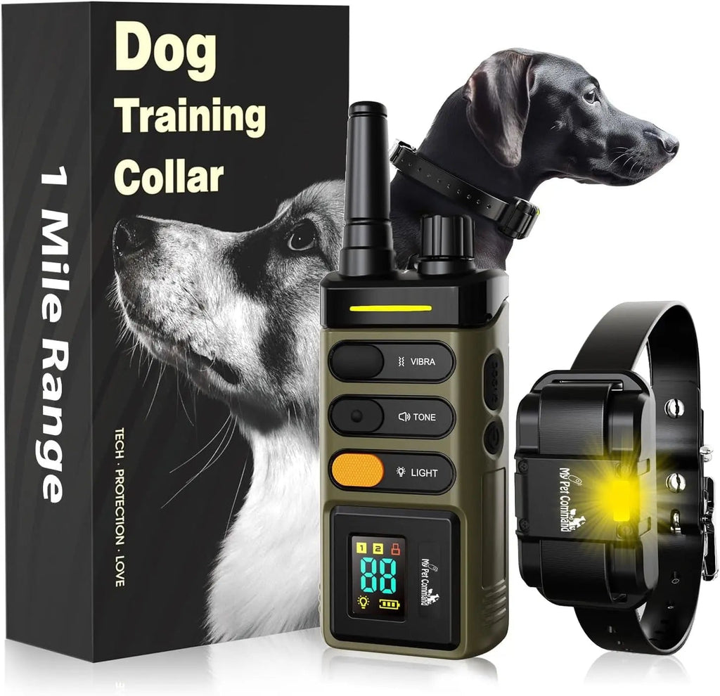 Waterproof Rechargeable Dog Training Collar – 1-Mile Range, 2-Dog System