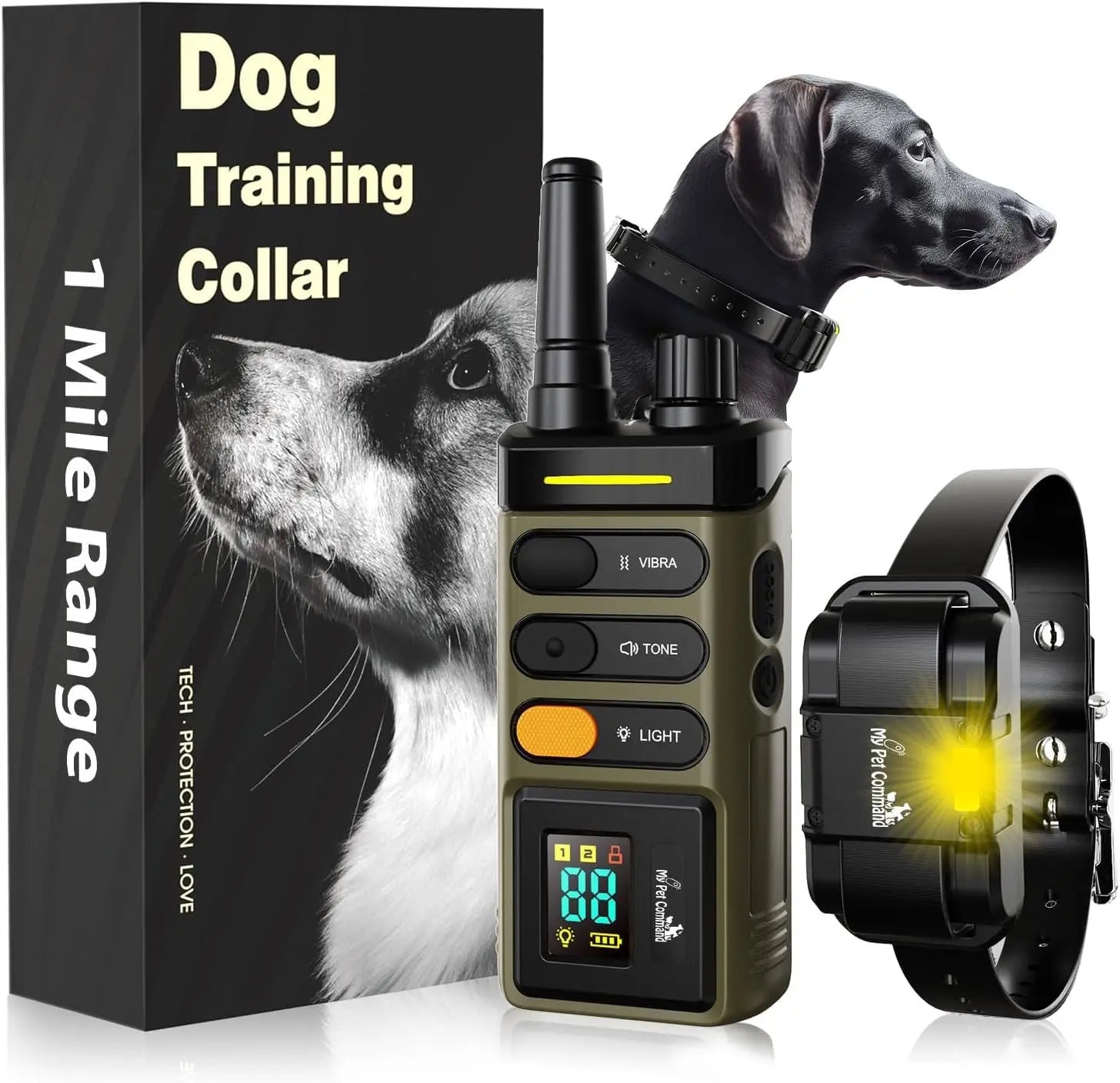 Waterproof Rechargeable Dog Training Collar – 1-Mile Range, 2-Dog System