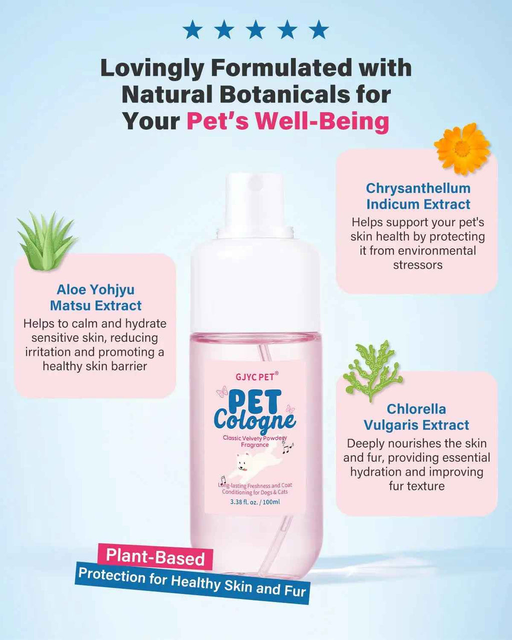 Dog & Cat Cologne Spray Powder Scent Odor Control 3.38oz