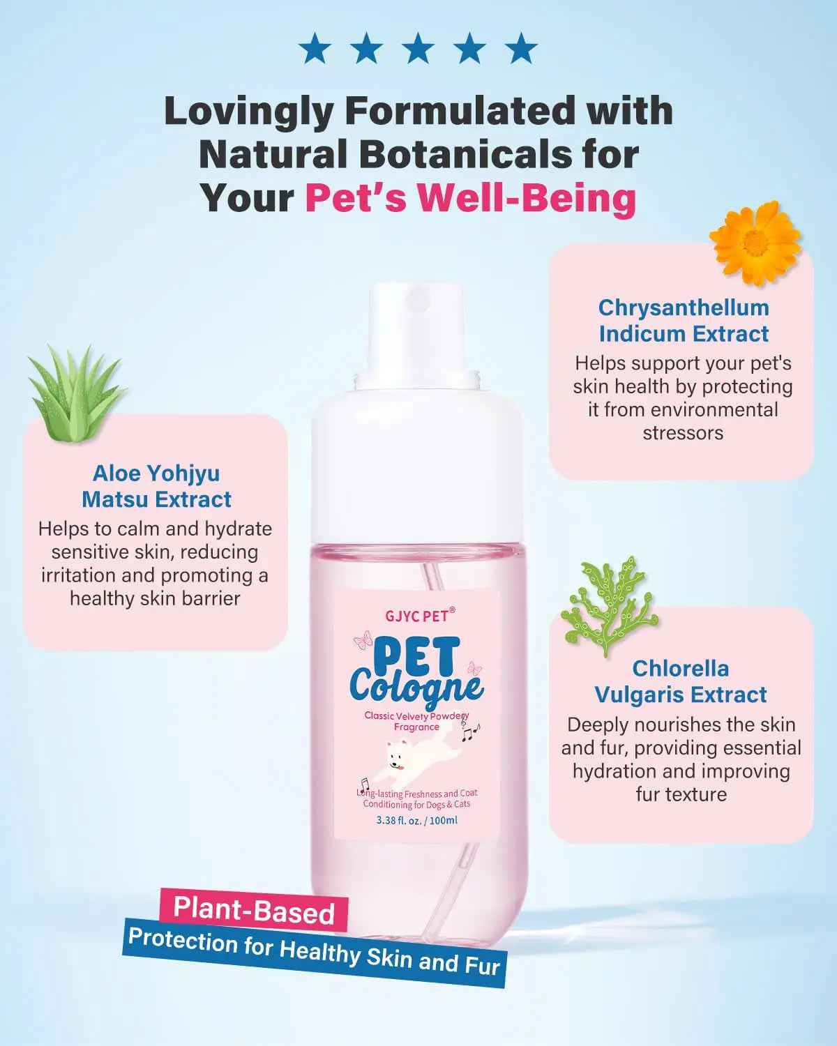 Dog & Cat Cologne Spray Powder Scent Odor Control 3.38oz