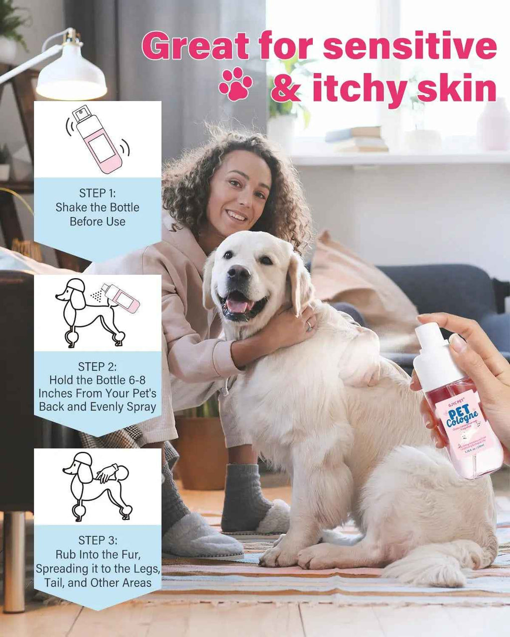 Dog & Cat Cologne Spray Powder Scent Odor Control 3.38oz