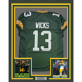 Framed Autographed/Signed Dontayvion Wicks 35x39 Green Bay Green Football Jersey JSA COA