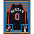 Framed Autographed/Signed Donte Divincenzo 35x39 New York Black Basketball Jersey Beckett BAS COA