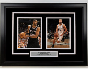 Framed Tim Duncan and Tony Parker San Antonio Spurs 17x23 Dual Basketball Photo