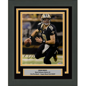 Framed Autographed/Signed Drew Brees New Orleans Saints 8x10 Football Photo PSA/DNA COA