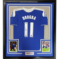 Framed Autographed/Signed Didier Drogba 35x39 Chelsea FC Blue Soccer Futbol Jersey Beckett BAS COA