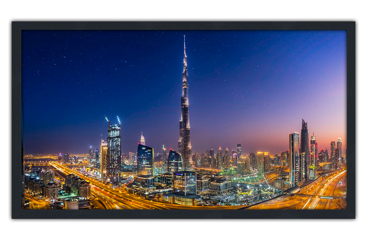 Professionally Framed Dubai Burj Khalifa Skyline High-Resolution Panoramic Photo 12x22 Wall Art