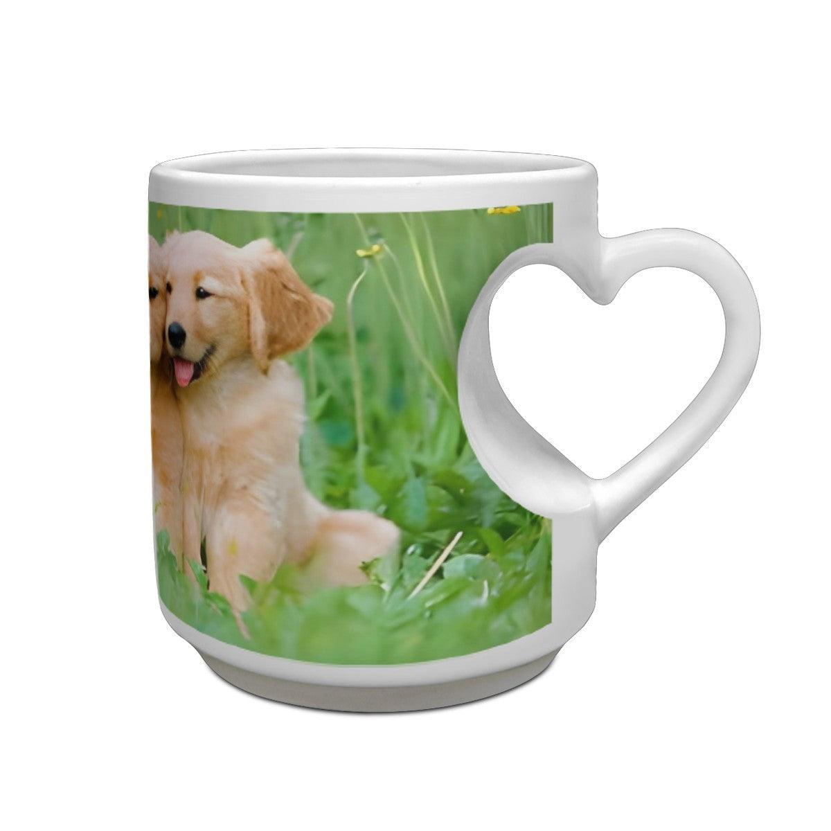 Custom Printed Ceramic Mug with Heart Handle - Upload your Photo