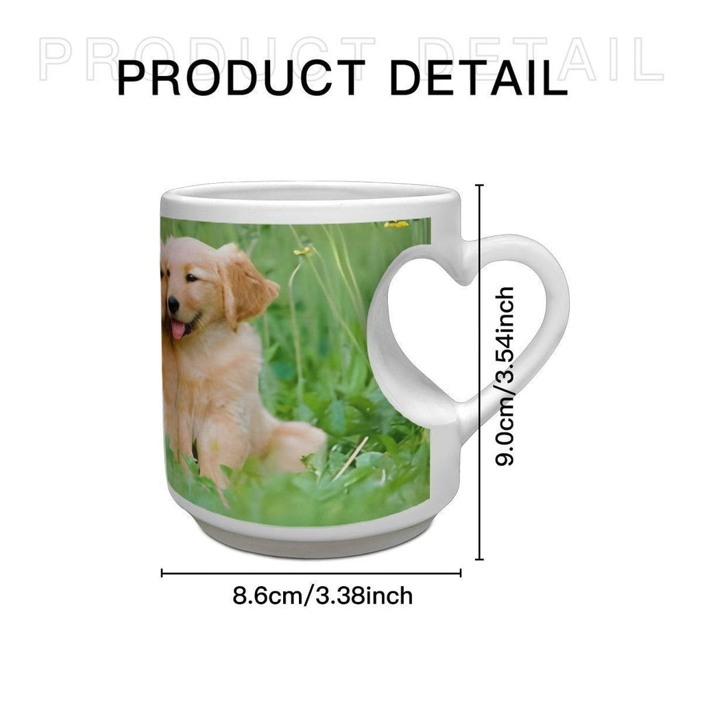 Custom Printed Ceramic Mug with Heart Handle - Upload your Photo