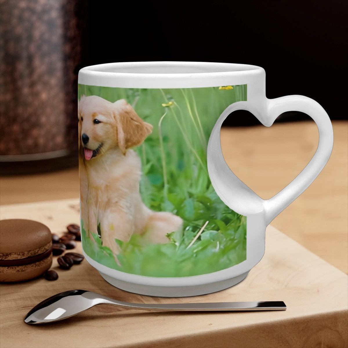 Custom Printed Ceramic Mug with Heart Handle - Upload your Photo