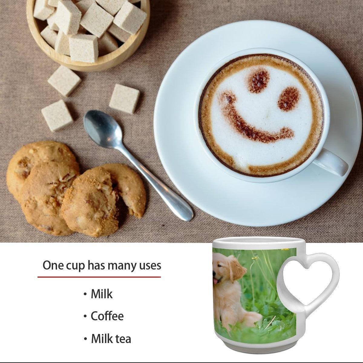 Custom Printed Ceramic Mug with Heart Handle - Upload your Photo