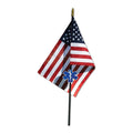 EMS Veteran Grave Marker With 30 Inch Tall American Cemetery Flag, EMS Star Of Life Memorial.