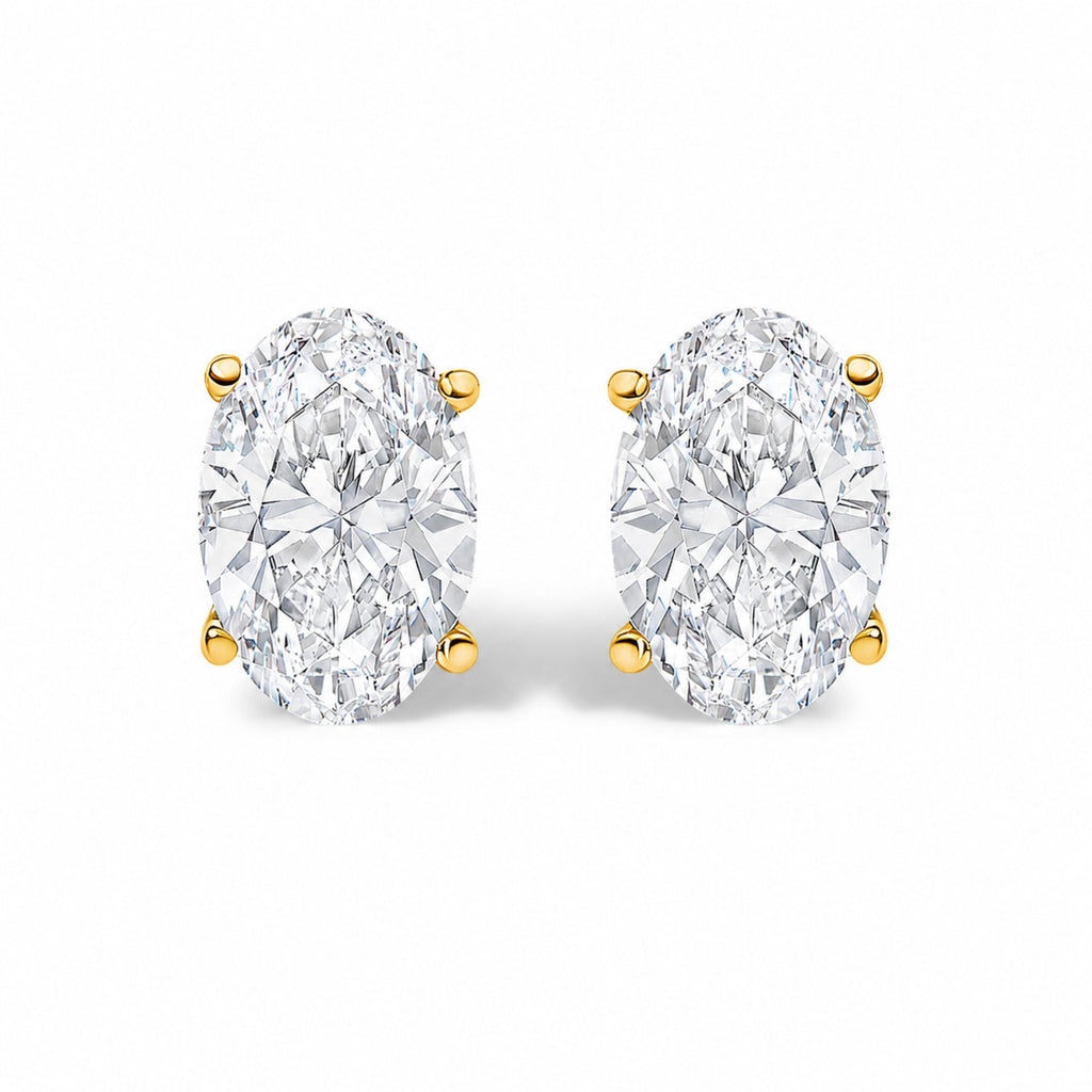 14K White Gold 1.00 Cttw Lab Grown Oval Solitaire Diamond Stud Earrings