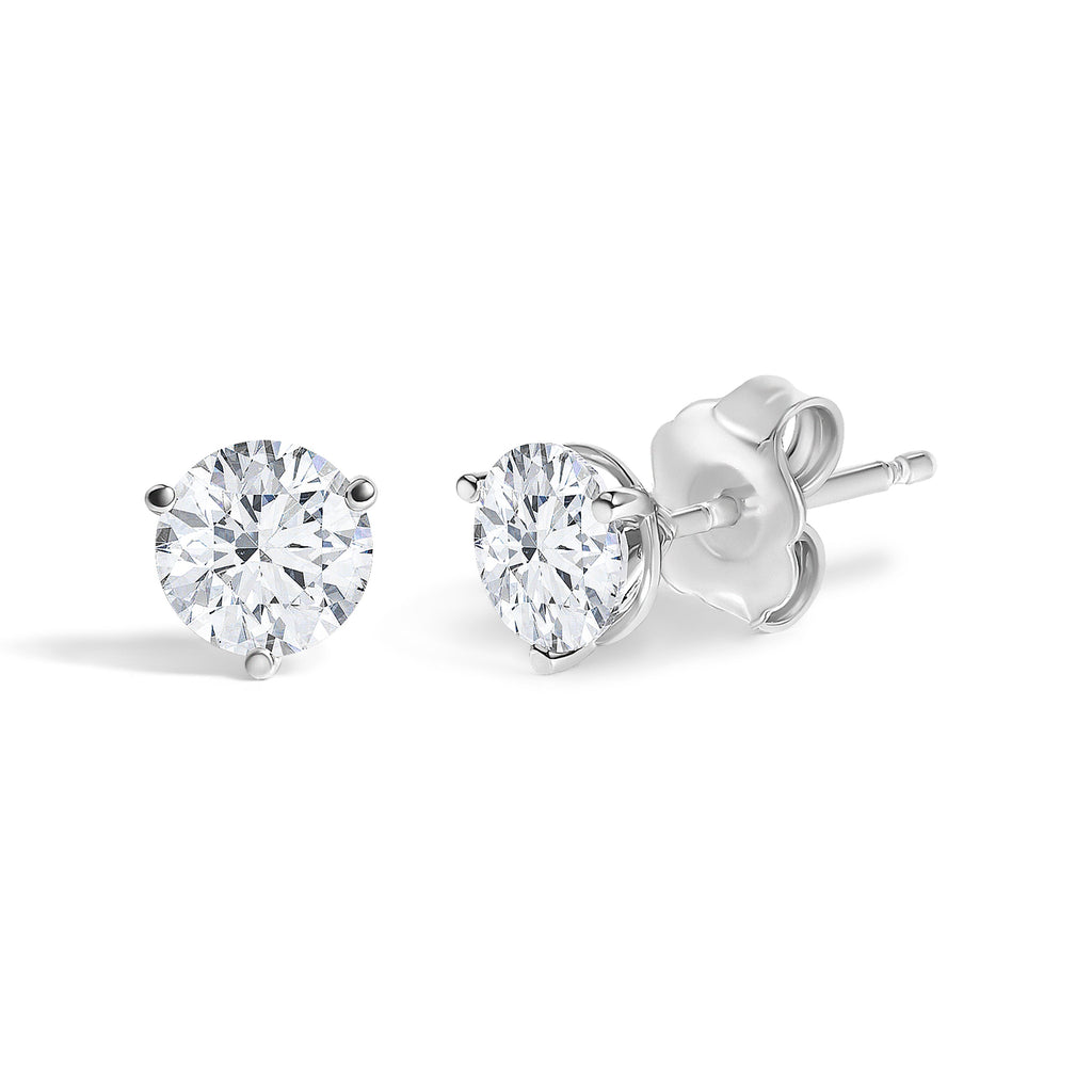 14K White Gold 1.00 Cttw Lab Grown Diamond Martini Set Round Solitaire Stud Earrings