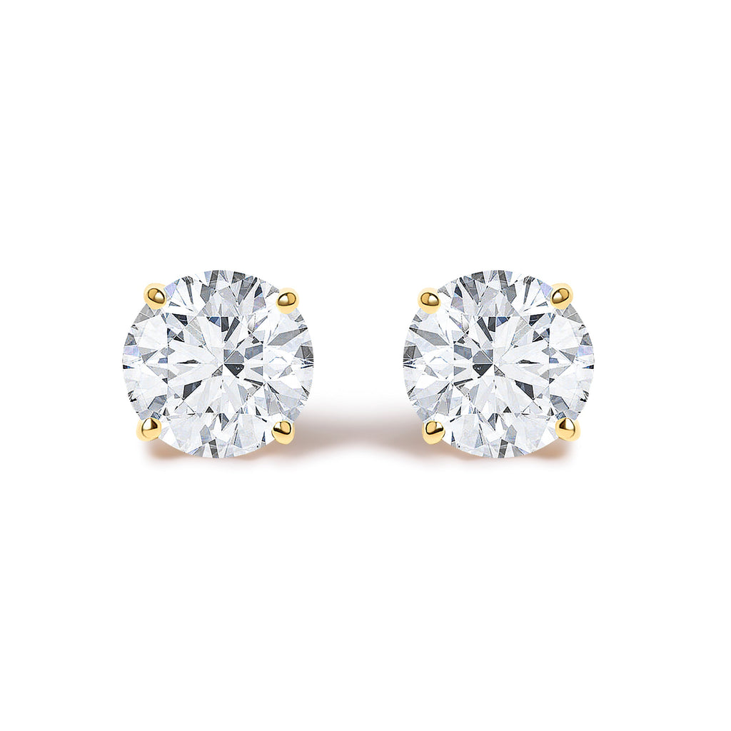 14K White Gold 1/2 Cttw Round Lab Grown Diamond Solitaire Stud Earrings with Push Backs