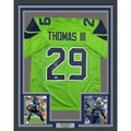 Framed Autographed/Signed Earl Thomas III 35x39 Seattle Green Football Jersey Beckett BAS COA