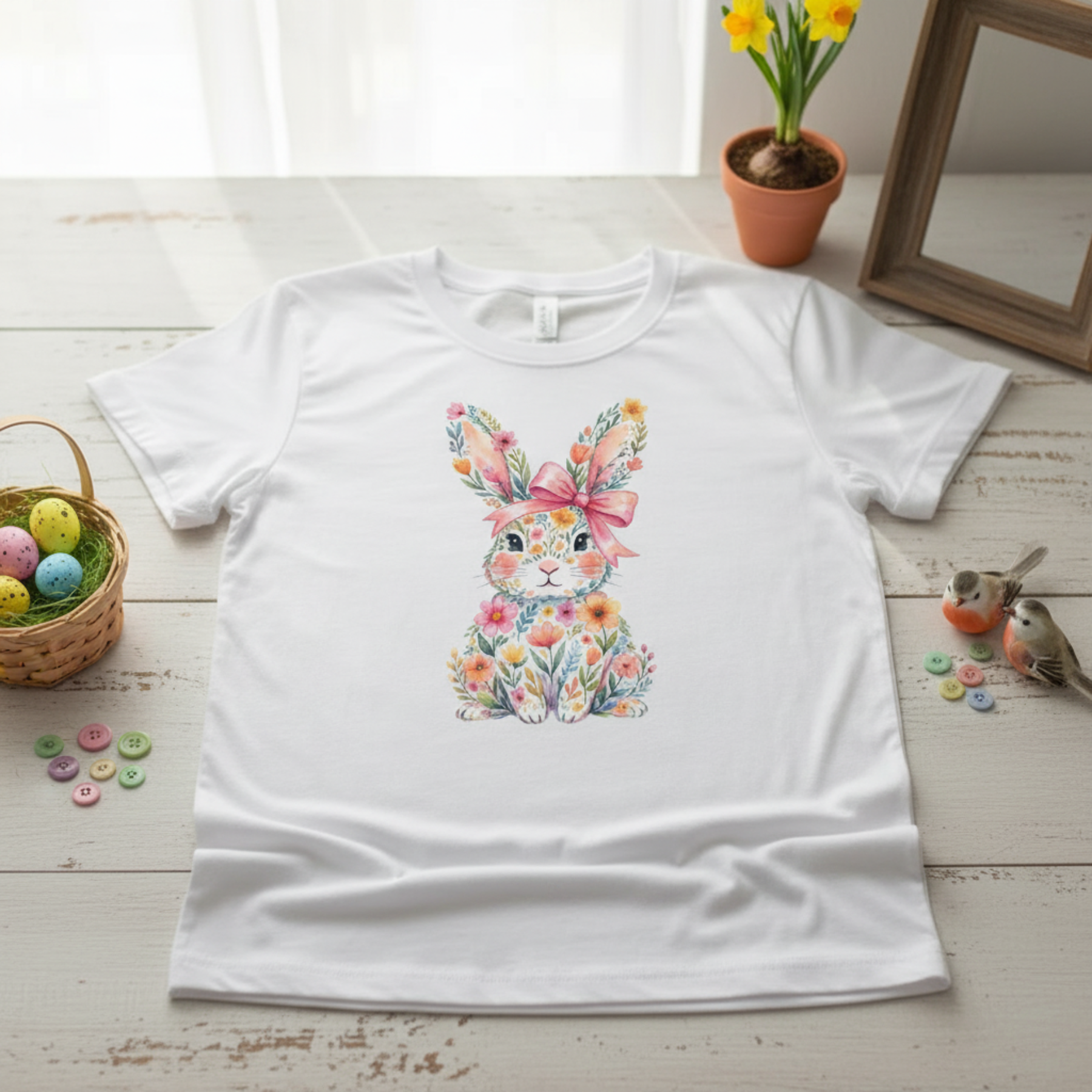 Easter Bunny Pink Bow T-Shirt