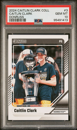 Graded 2024 Panini Caitlin Clark Collection Caitlin Clark #3 Donruss Rookie RC Basketball Card PSA 10 Gem Mint