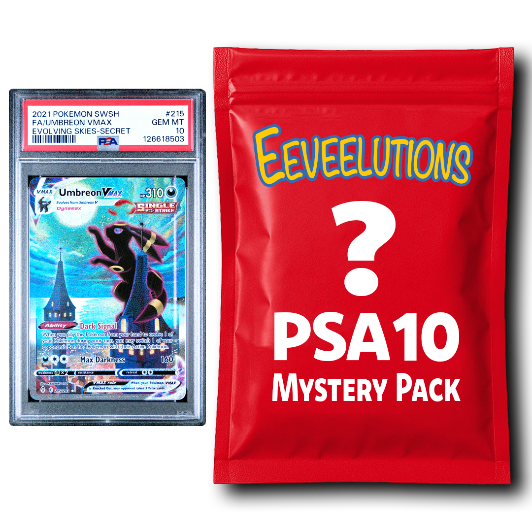 Eeveelutions PSA 10 Graded PKM Card Mystery Pack Trading Card Game