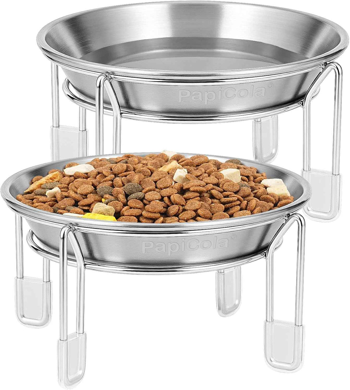 Elevated Stainless Steel Cat Bowls, Anti-Vomit, 2/3 Pack