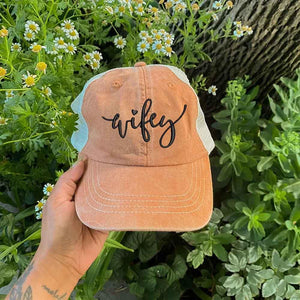 Embroidered Wifey/Hubby Trucker Hat – Anniversary Gift Cap