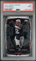 Graded 2014 Topps Chrome Tom Brady #62 Blue Jersey Football Card PSA 9 Mint