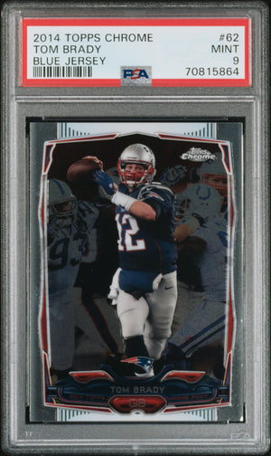 Graded 2014 Topps Chrome Tom Brady #62 Blue Jersey Football Card PSA 9 Mint