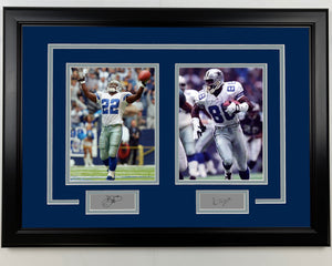 Framed Emmitt Smith and Michael Irvin Dallas Cowboys 17x23 Dual Football Photo