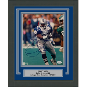 Framed Autographed/Signed Emmitt Smith Dallas Cowboys 8x10 Football Photo JSA COA