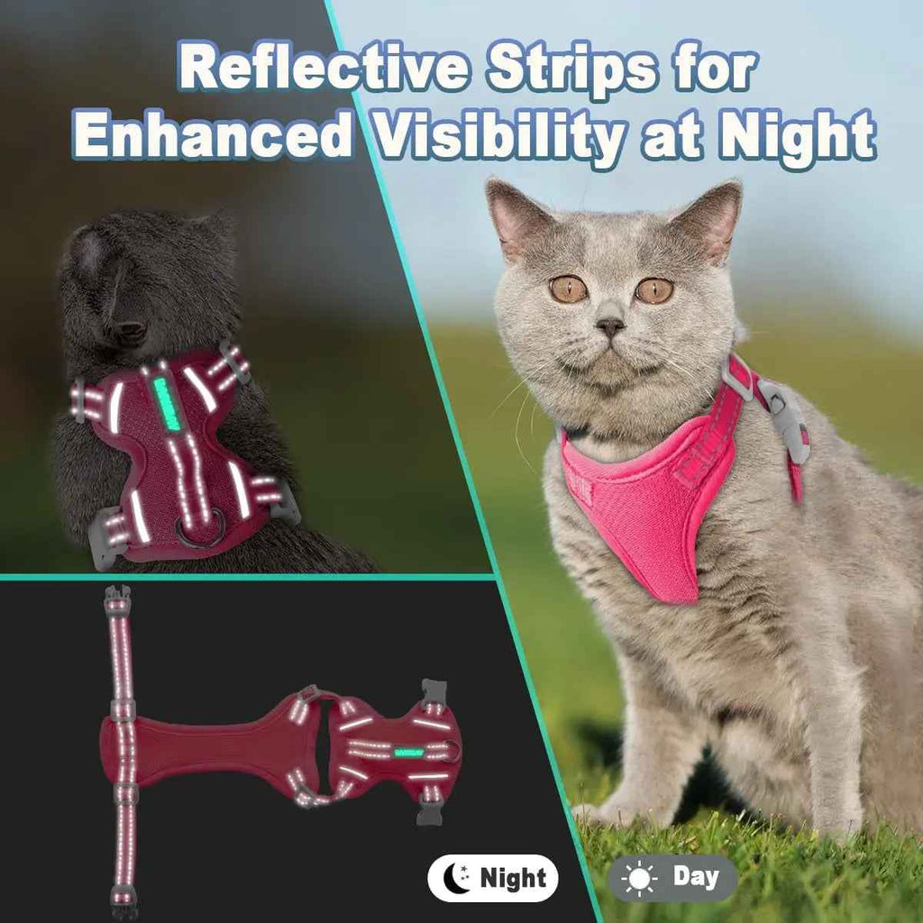 Escape Proof Cat Harness Leash Reflective Adjustable Vest Soft Breathable