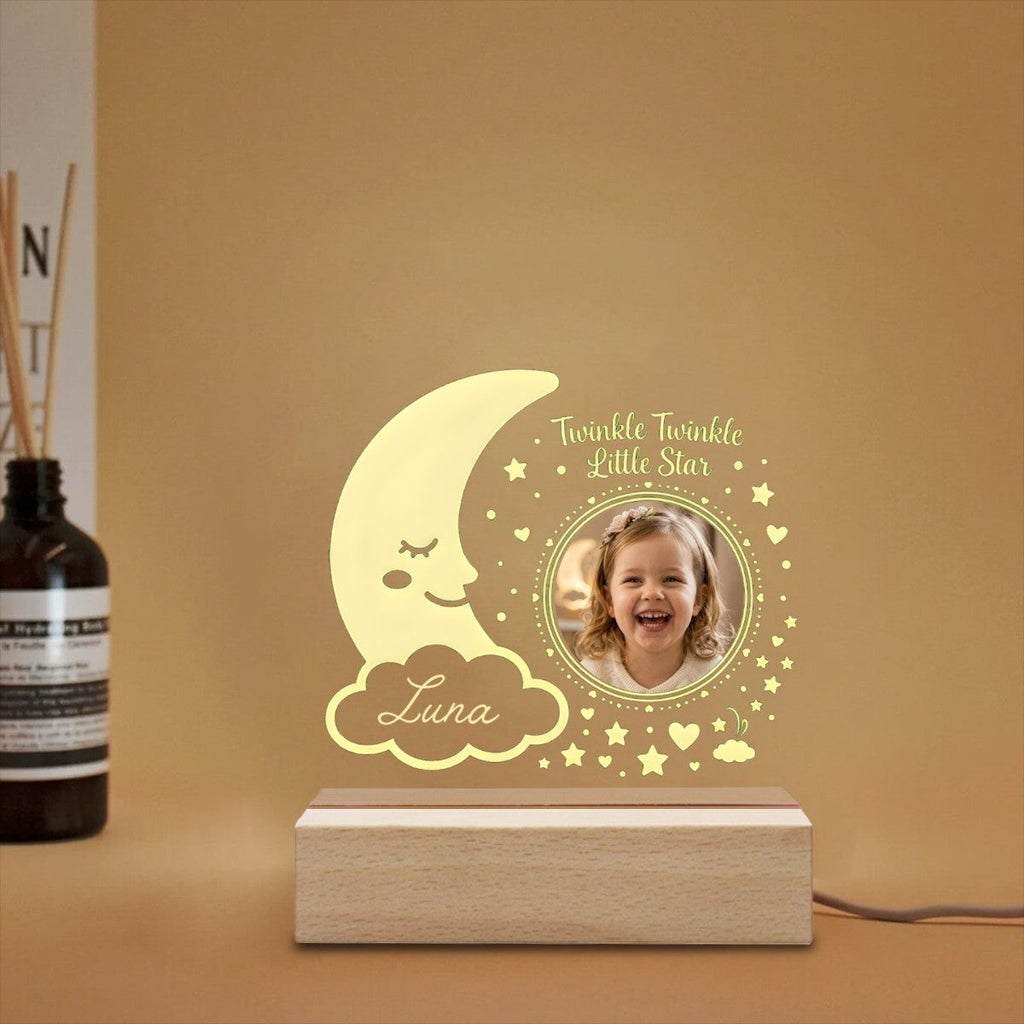 Personalized Twinkle Little Star Photo Night Light - Add your Name + Upload your Photo