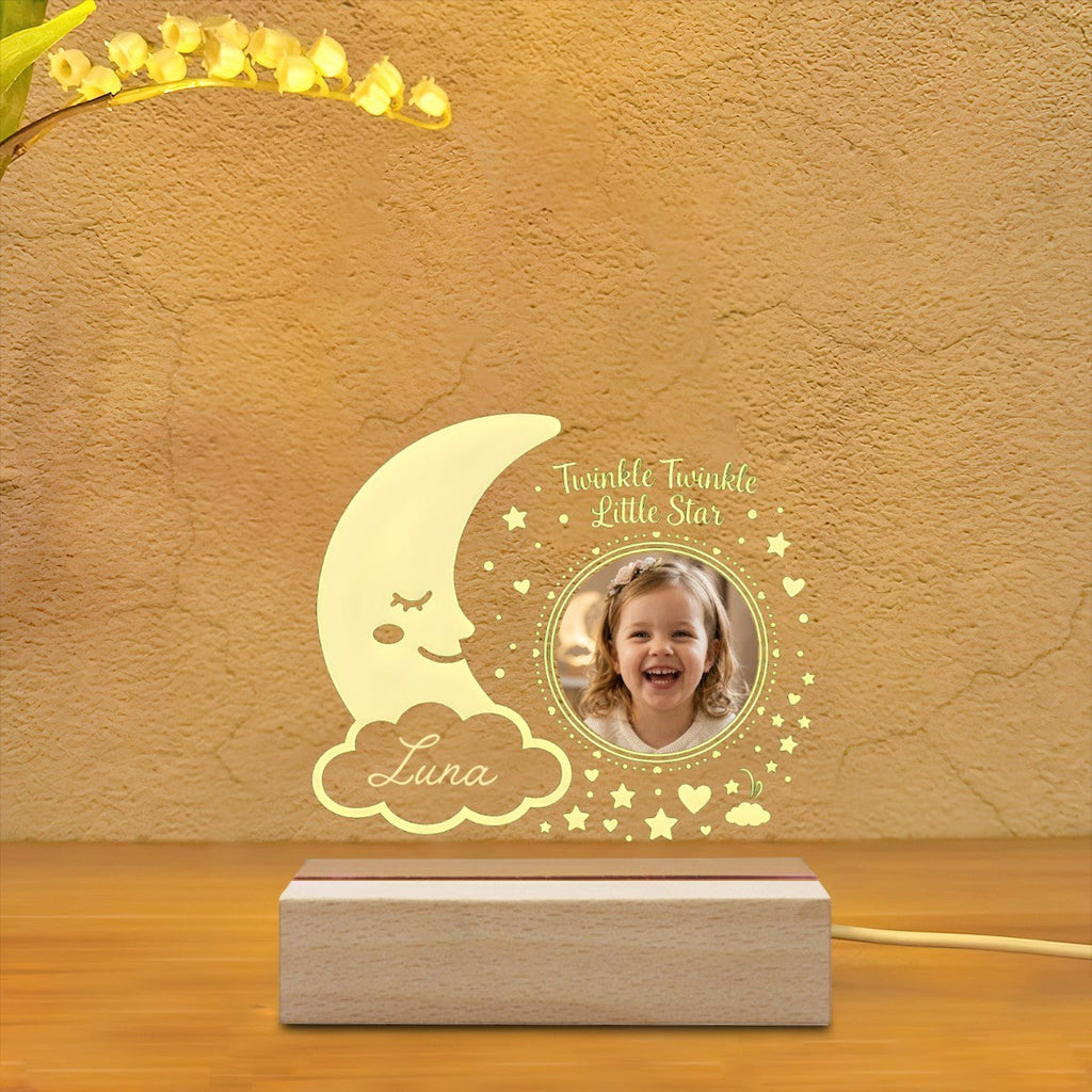 Personalized Twinkle Little Star Photo Night Light - Add your Name + Upload your Photo