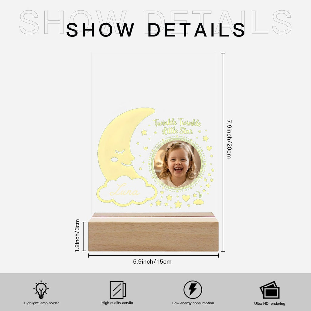 Personalized Twinkle Little Star Photo Night Light - Add your Name + Upload your Photo