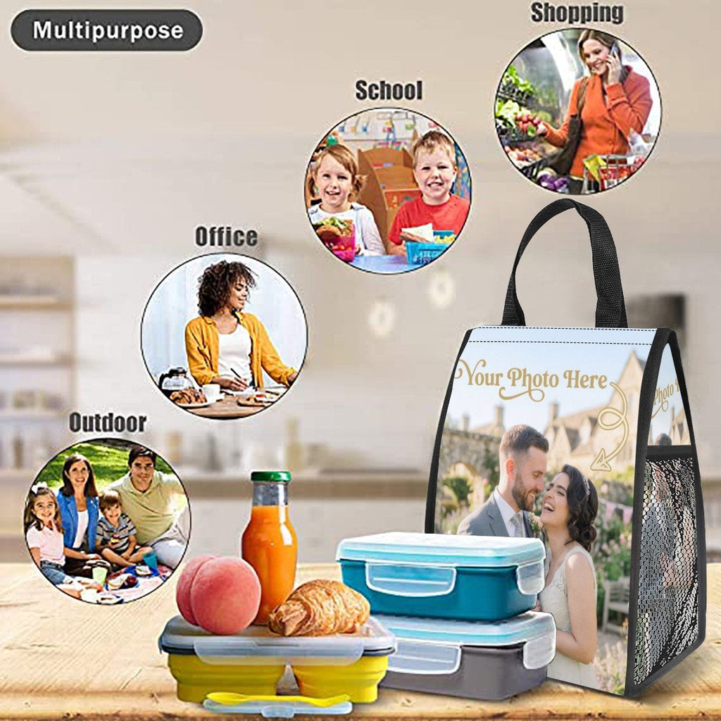 Personalized Photo Lunch Bag – Custom Insulated Tote - Upload your Photo