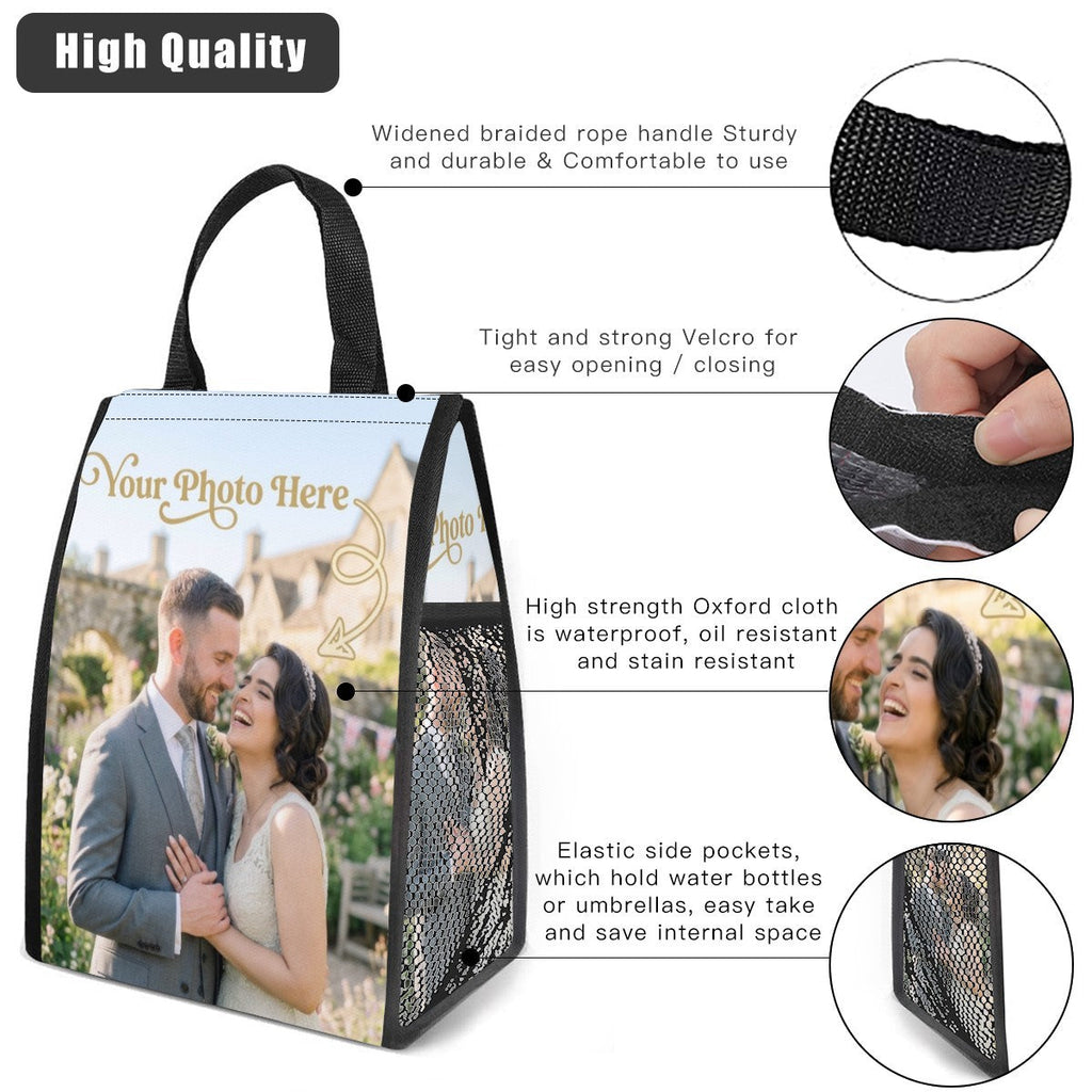 Personalized Photo Lunch Bag – Custom Insulated Tote - Upload your Photo