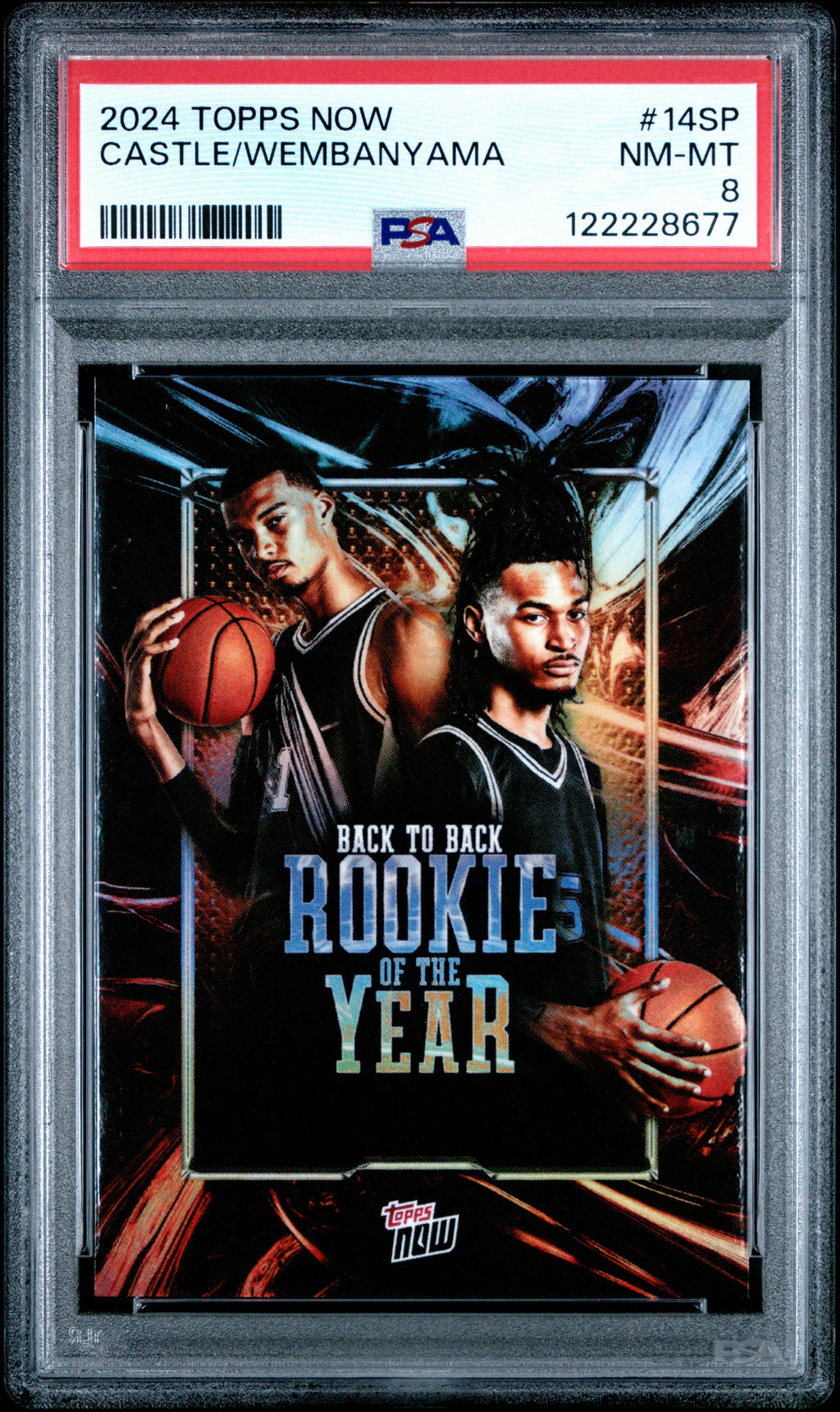 Graded 2024 Topps Now Stephon Castle/Victor Wembanyama #14SP Basketball Card PSA 8 Near Mint