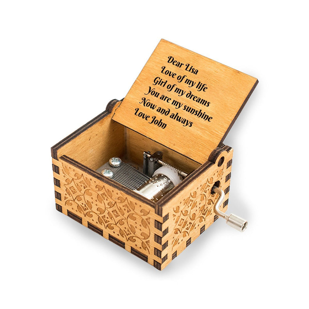 Personalized Engraved Wooden Music Box | You Are My Sunshine