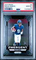 Graded 2024 Panini Prizm Malik Nabers #6 Emergent Rookie RC Football Card PSA 10 Gem Mint