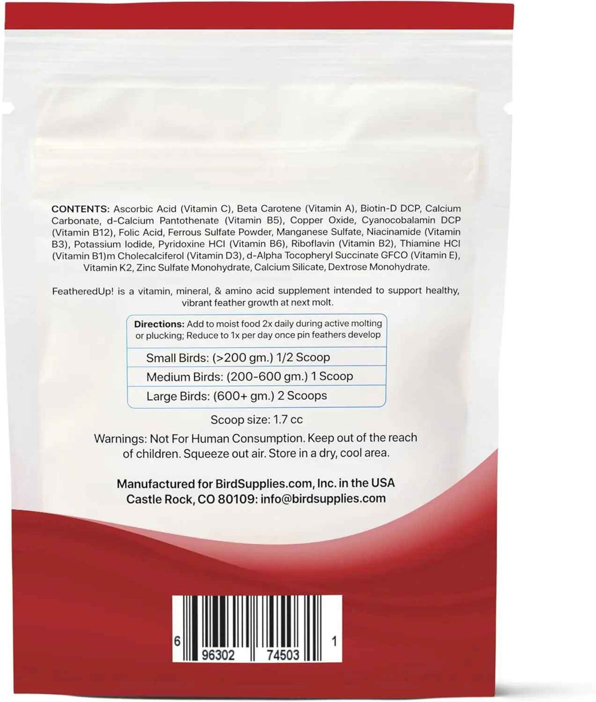 FeatherUp Bird Vitamins with Biotin & Calcium, 90g