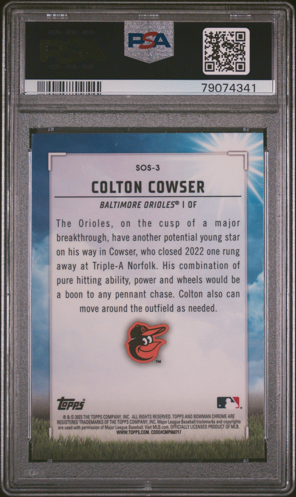 Graded 2023 Topps Bowman Colton Cowser #SOS3 Sights On September Rookie RC Baseball Card PSA 10 Gem Mint