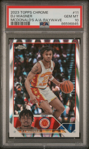 Graded 2023 Topps Chrome DJ Wagner #11 McDonalds AA Raywave Rookie RC Basketball Card PSA 10 Gem Mint