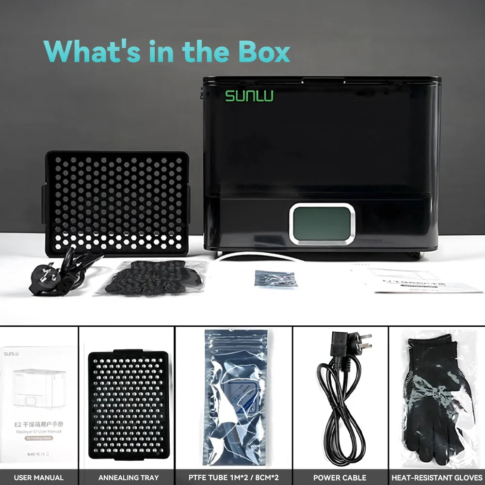SUNLU FilaDryer E2, Professional Drying and Annealing, Up to 110℃/230°F, Born for Engineering 3D Printing Filaments