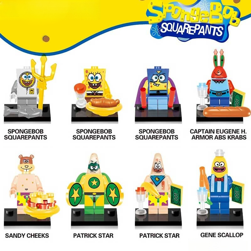Sponge Bob Square Pants set of 8 Minifigure Toy