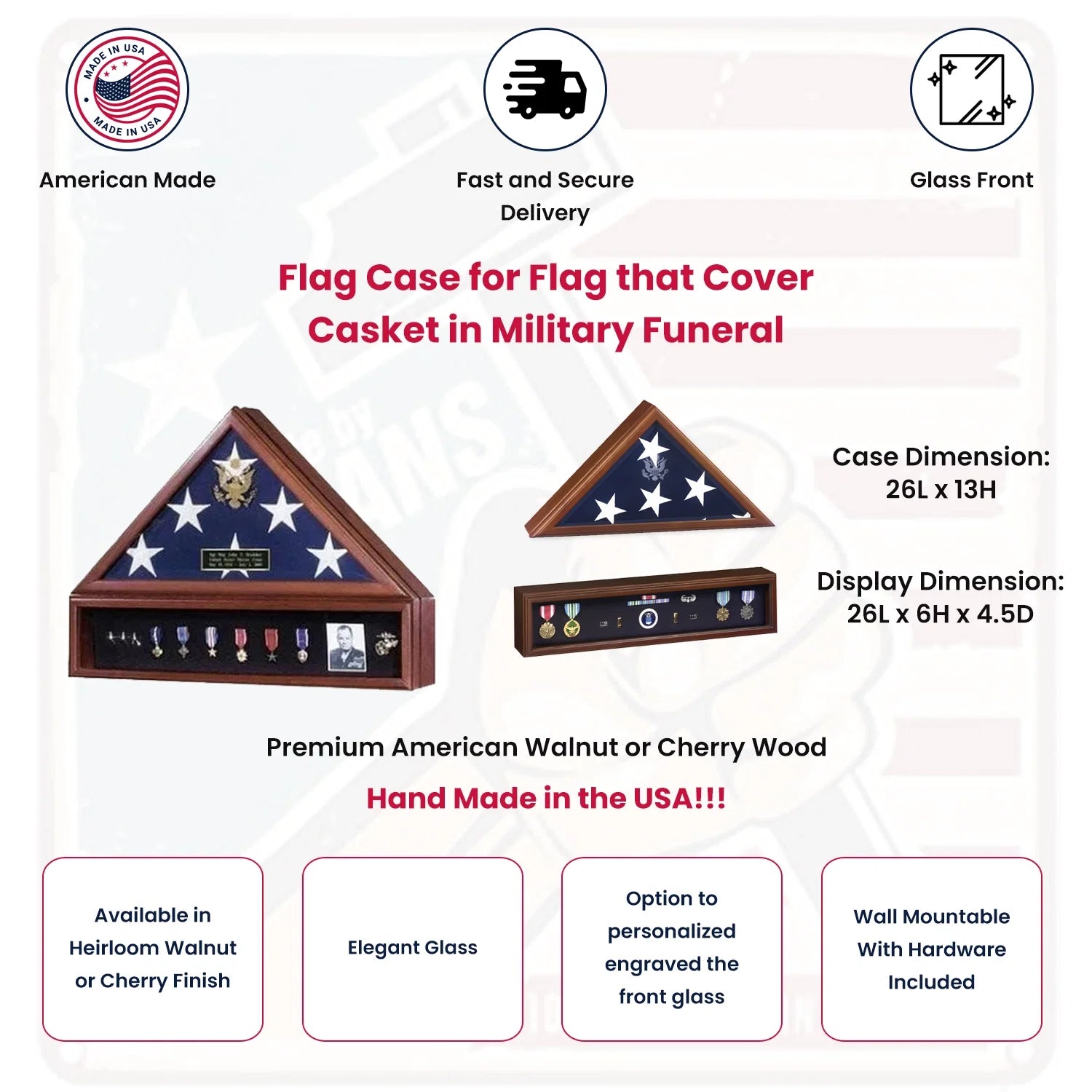 Flag Case for Flag that Cover Casket in Military Funeral.