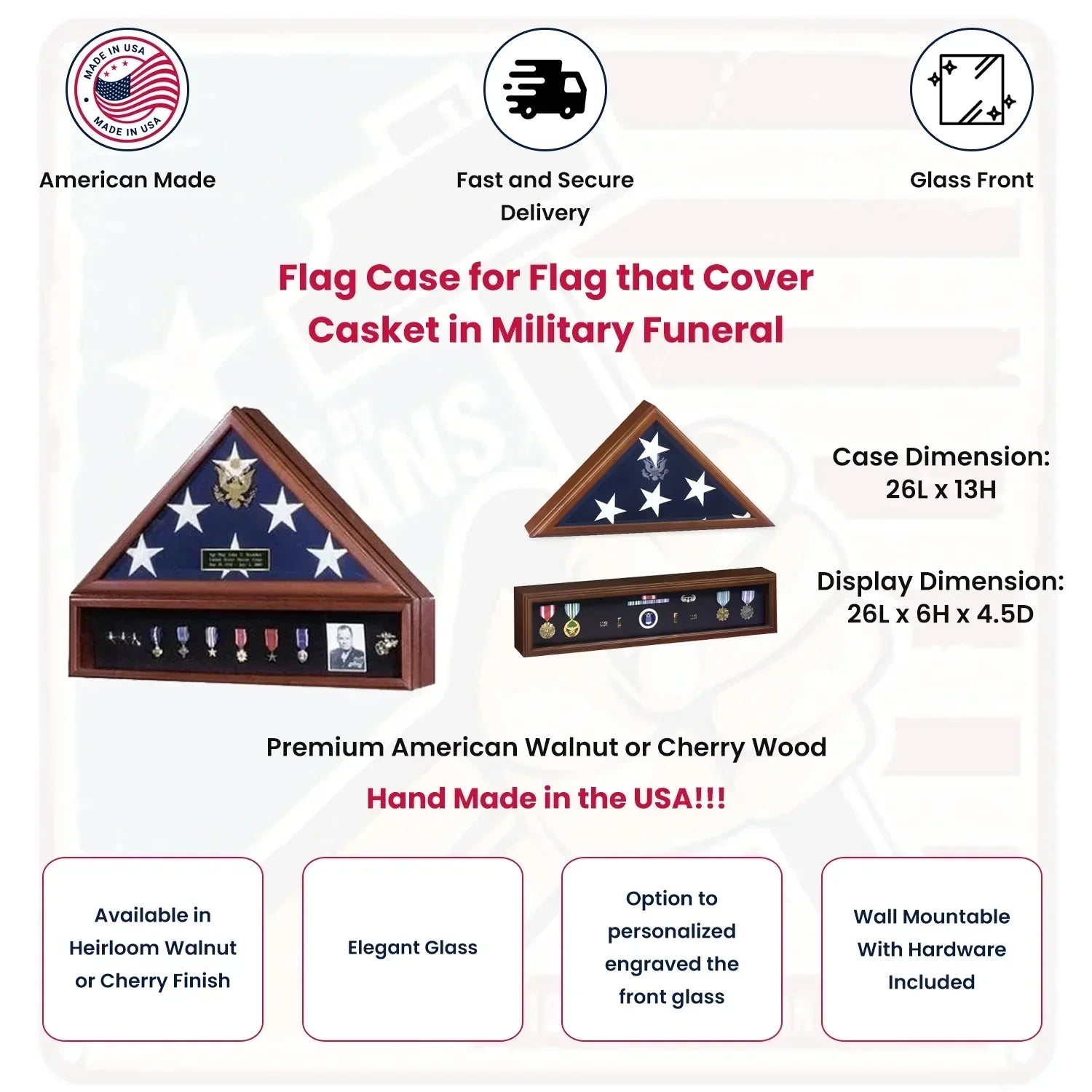 American Flag and Medal Display Case - Presidential