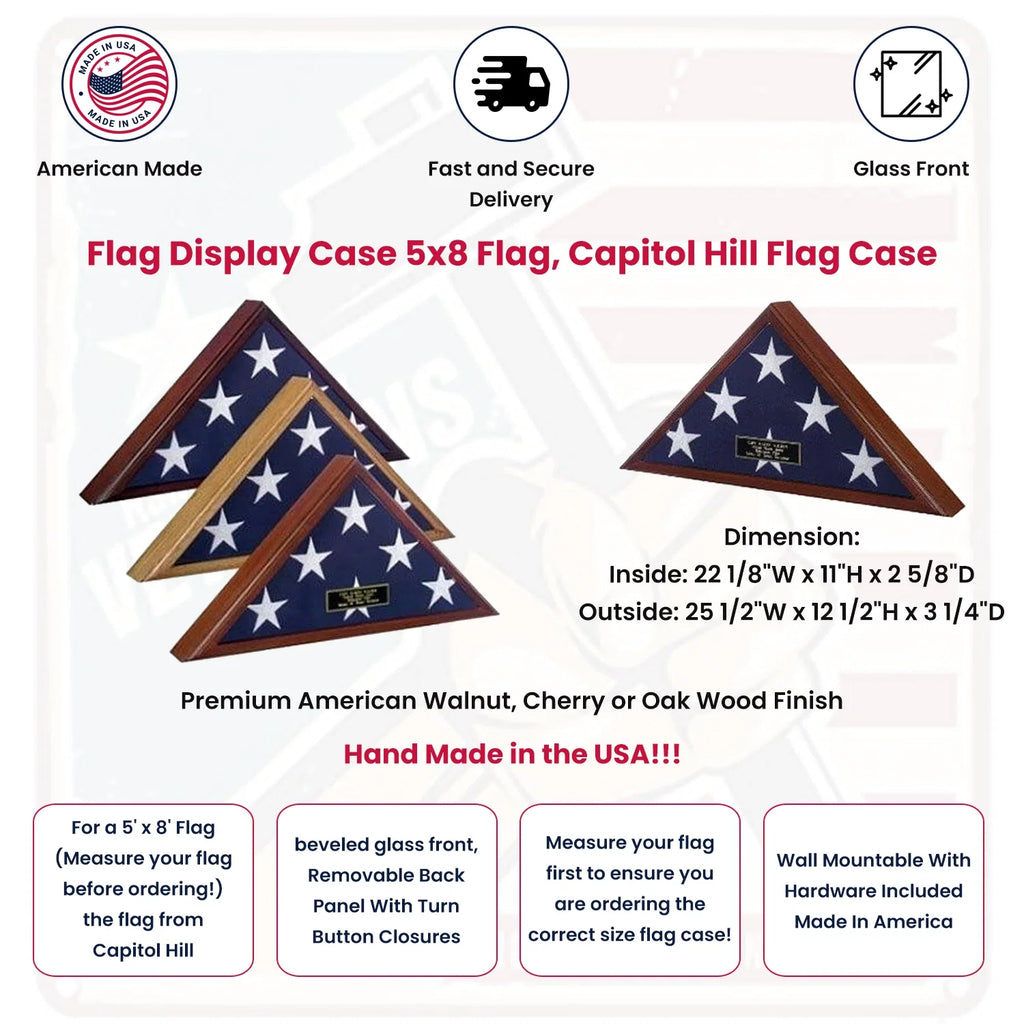 Flag Connections Flag Display Case 5x8 flag, Capitol Hill Flag Case