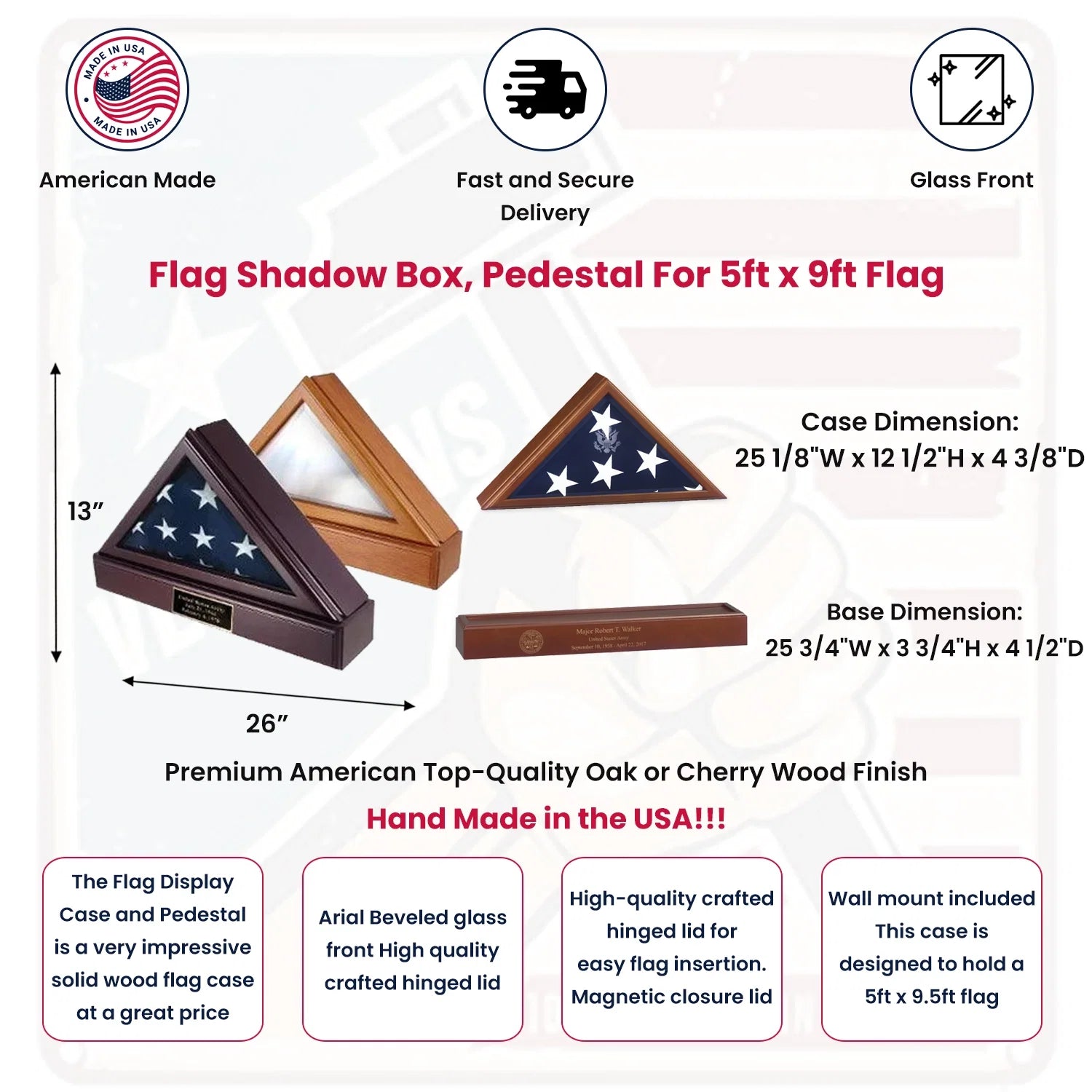 Flag Connections FLAG SHADOW BOX, Pedestal For 5ft x 9ft Flag