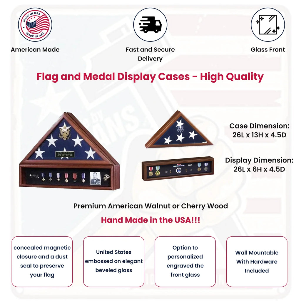 Flags Connections Flag and Medal Display Cases - High Quality