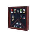 Flag Medal Display Case, Wood Military Flag Medal Shadow Boxes - Fit 3' x 5' or Fit 5' x 9.5' Casket flag.